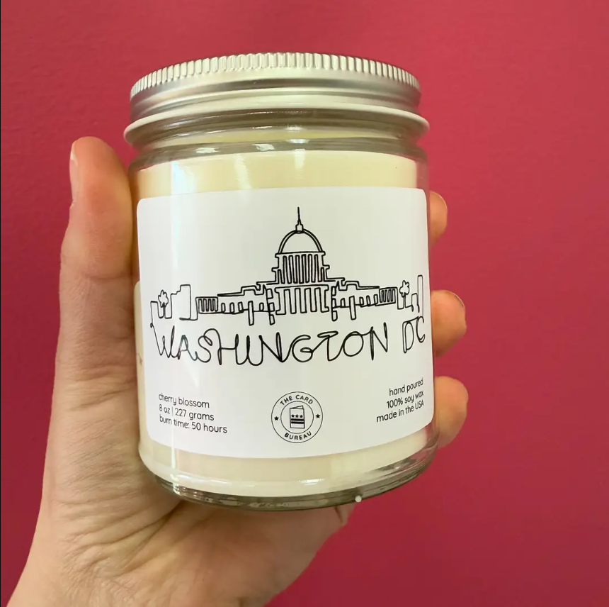 Hand Drawn Washington DC Skyline Candle